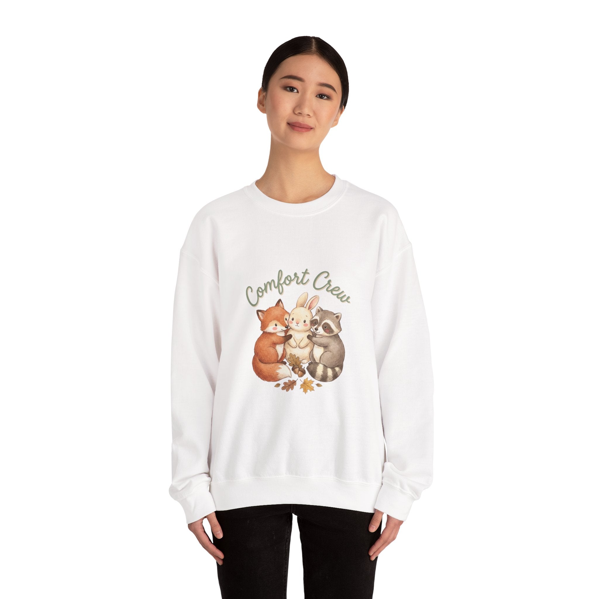 Cozy Winter Forest Animals Crewneck Sweatshirt | cute animal illustration, cozy critter art